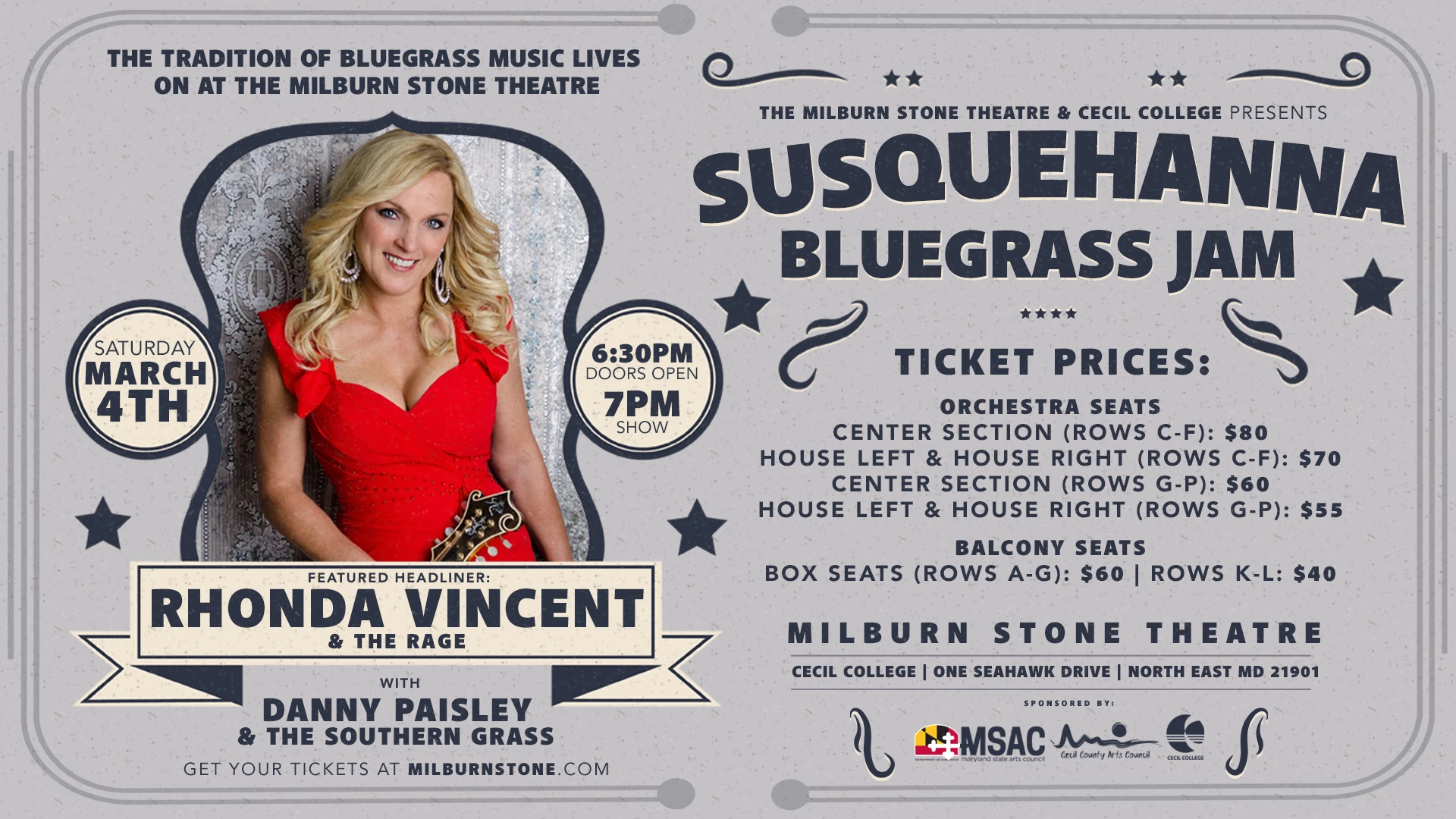 Susquehanna Bluegrass Jam - Milburn Stone Theatre - Cecil County Arts Council