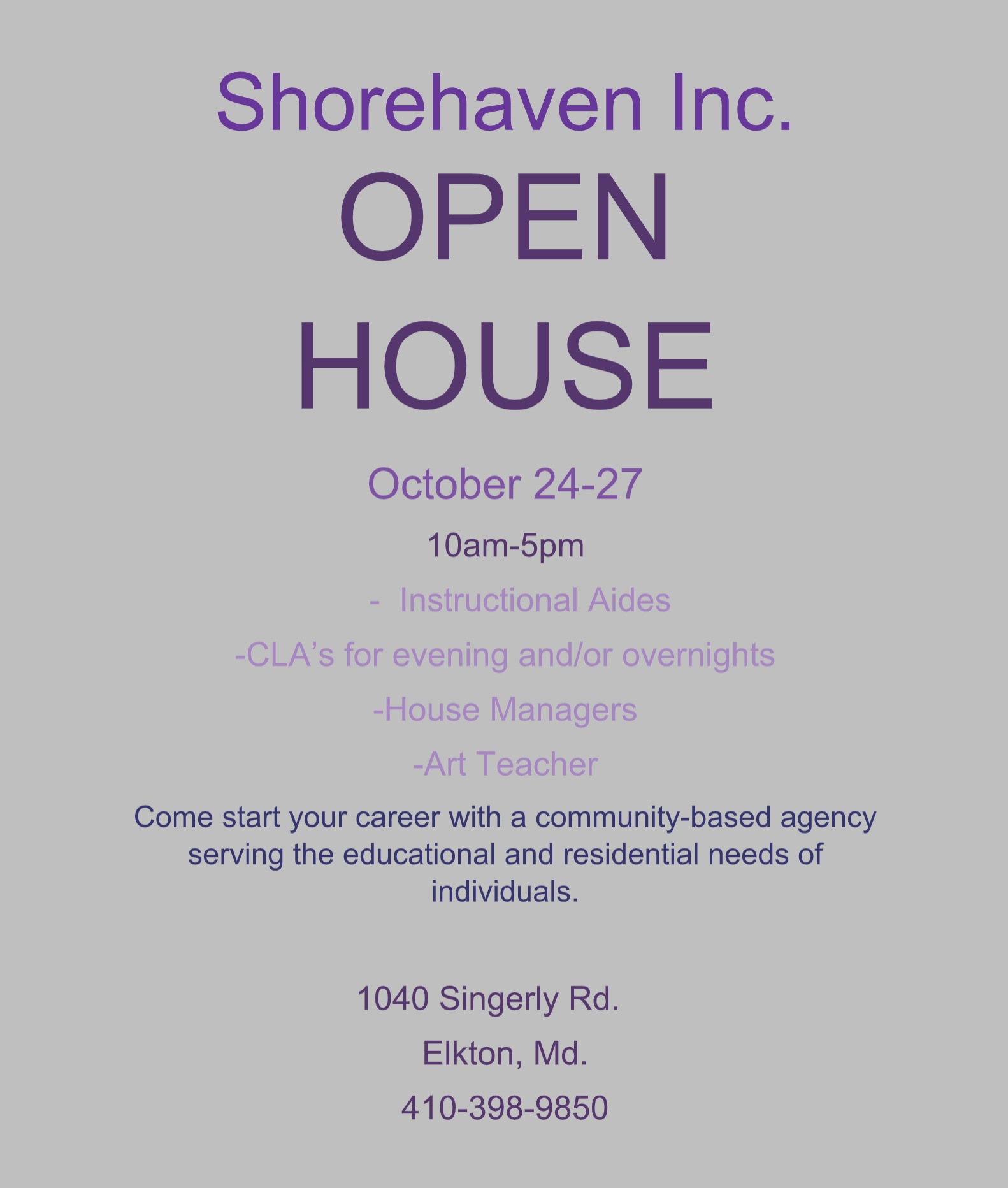 Shorehaven Open House Flyer